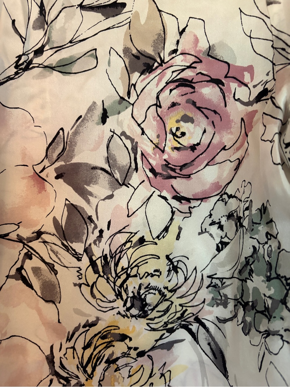 White House Black Market Silk 
Floral V-Neck Blouse in White and Pink - Picture 5 of 6